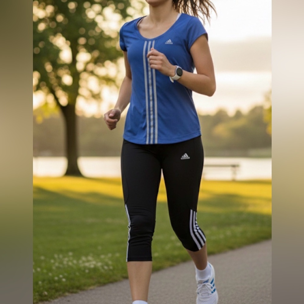 Adidas Climacool Athletic Top w back cutout Blue Sz med